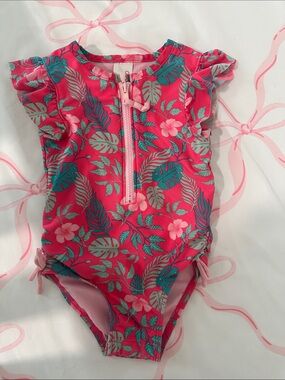 Cat & Jack Girls Pink Floral One-Piece Swimsuit